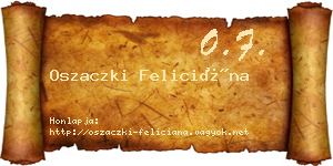 Oszaczki Feliciána névjegykártya
